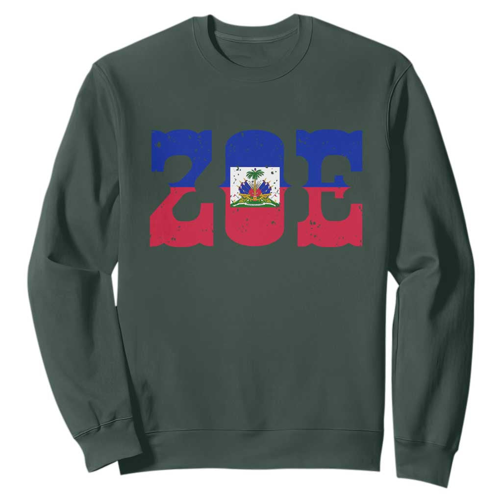 Zoe Haitian Pride Sweatshirt Haiti Flag Culture Heritage Pride TS02 Dark Forest Green Print Your Wear