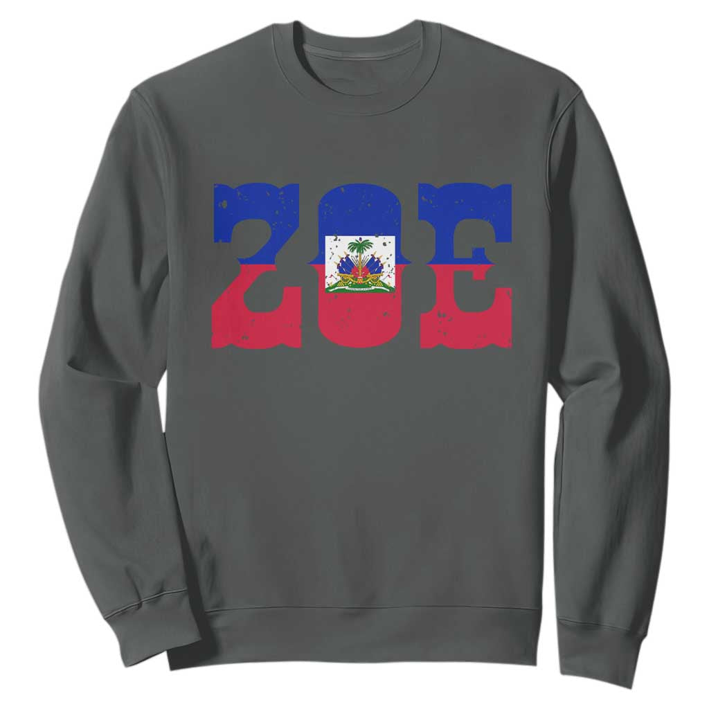 Zoe Haitian Pride Sweatshirt Haiti Flag Culture Heritage Pride TS02 Dark Heather Print Your Wear