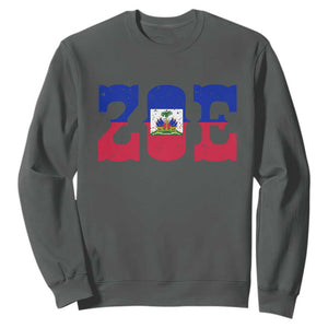 Zoe Haitian Pride Sweatshirt Haiti Flag Culture Heritage Pride TS02 Dark Heather Print Your Wear