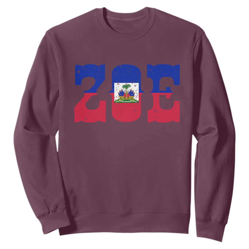 Zoe Haitian Pride Sweatshirt Haiti Flag Culture Heritage Pride TS02 Maroon Print Your Wear