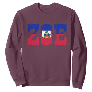 Zoe Haitian Pride Sweatshirt Haiti Flag Culture Heritage Pride TS02 Maroon Print Your Wear