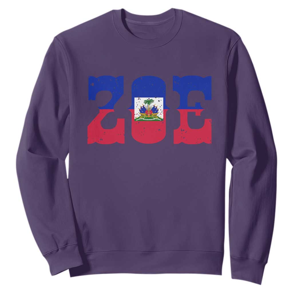 Zoe Haitian Pride Sweatshirt Haiti Flag Culture Heritage Pride TS02 Purple Print Your Wear