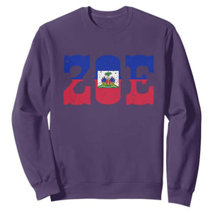 Zoe Haitian Pride Sweatshirt Haiti Flag Culture Heritage Pride TS02 Purple Print Your Wear