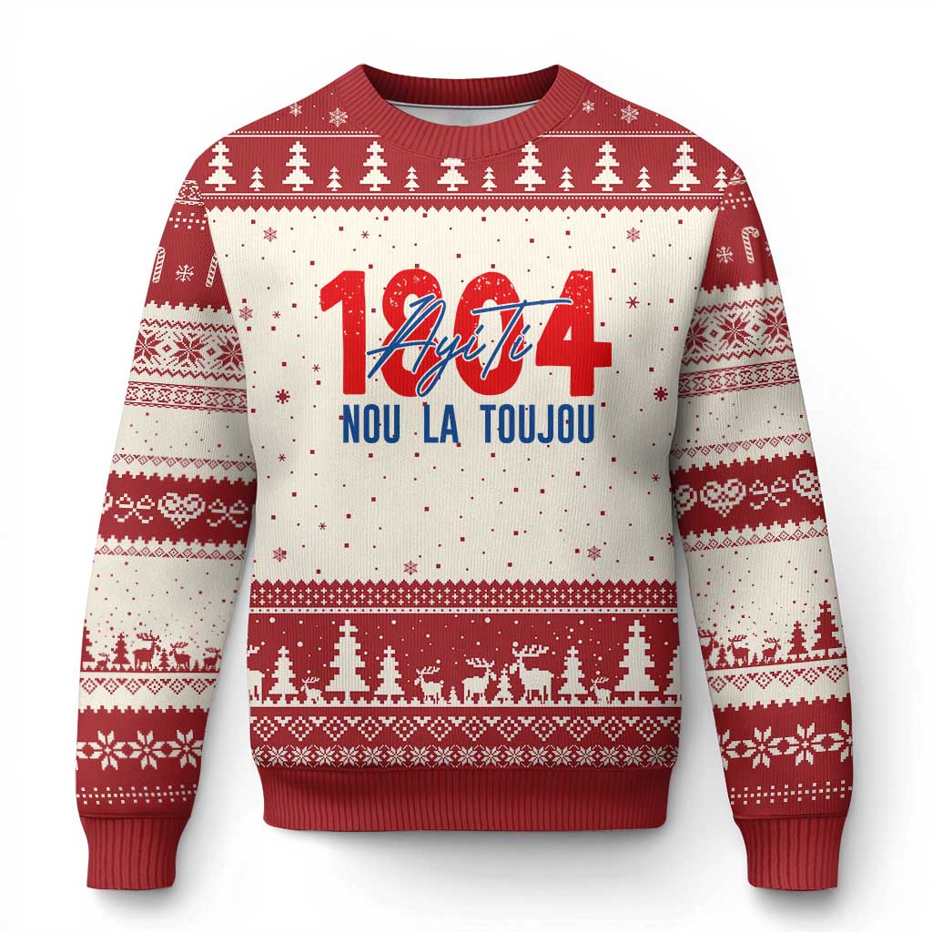 Haiti 1804 Ayiti Nou La Toujou Ugly Christmas Sweater Independence Haiti Heritage Pride TS02 Beige Red Print Your Wear