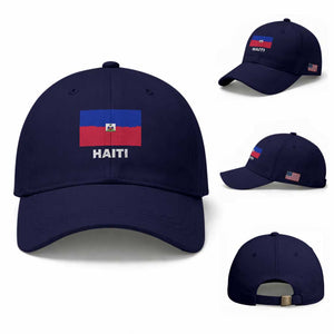 Vintage Distressed Haiti Flag Baseball Cap Haitian Heritage Pride TS02 Baseball Cap Universal Fit Dark Blue Print Your Wear