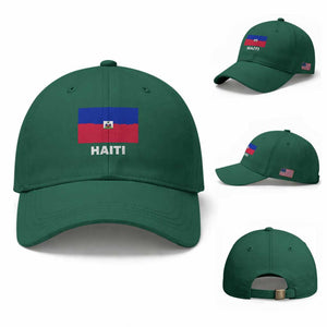 Vintage Distressed Haiti Flag Baseball Cap Haitian Heritage Pride TS02 Baseball Cap Universal Fit Irish Green Print Your Wear