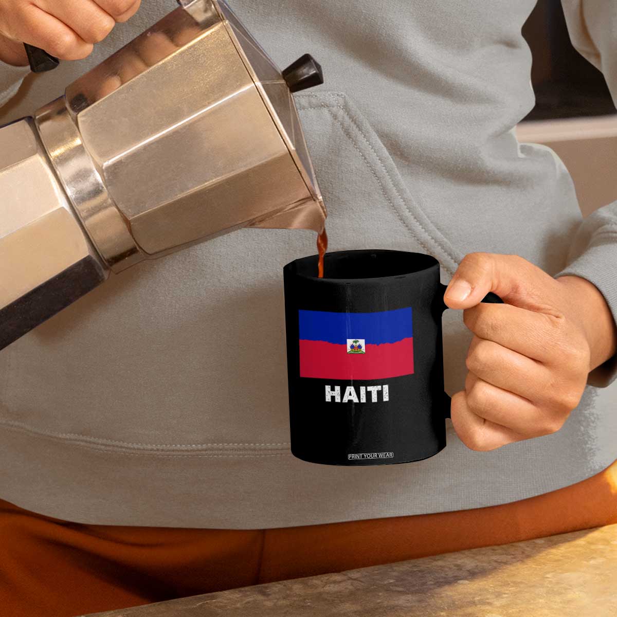 Vintage Distressed Haiti Flag Coffee Mug Haitian Heritage Pride TS02 Print Your Wear