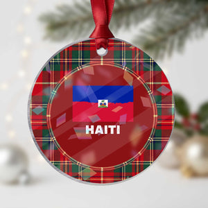 Vintage Distressed Haiti Flag Holographic Acrylic Ornament Haitian Heritage Pride