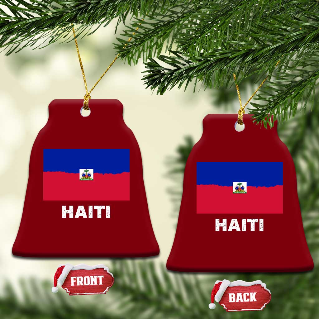 Vintage Distressed Haiti Flag Ceramic Ornament Haitian Heritage Pride TS02 Print Your Wear