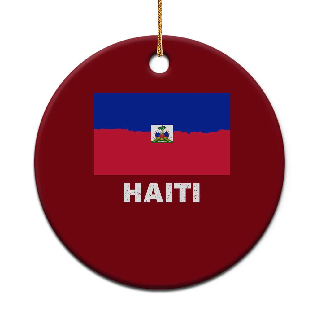 Vintage Distressed Haiti Flag Ceramic Ornament Haitian Heritage Pride TS02 1pc Red Print Your Wear