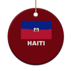 Vintage Distressed Haiti Flag Ceramic Ornament Haitian Heritage Pride TS02 1pc Red Print Your Wear