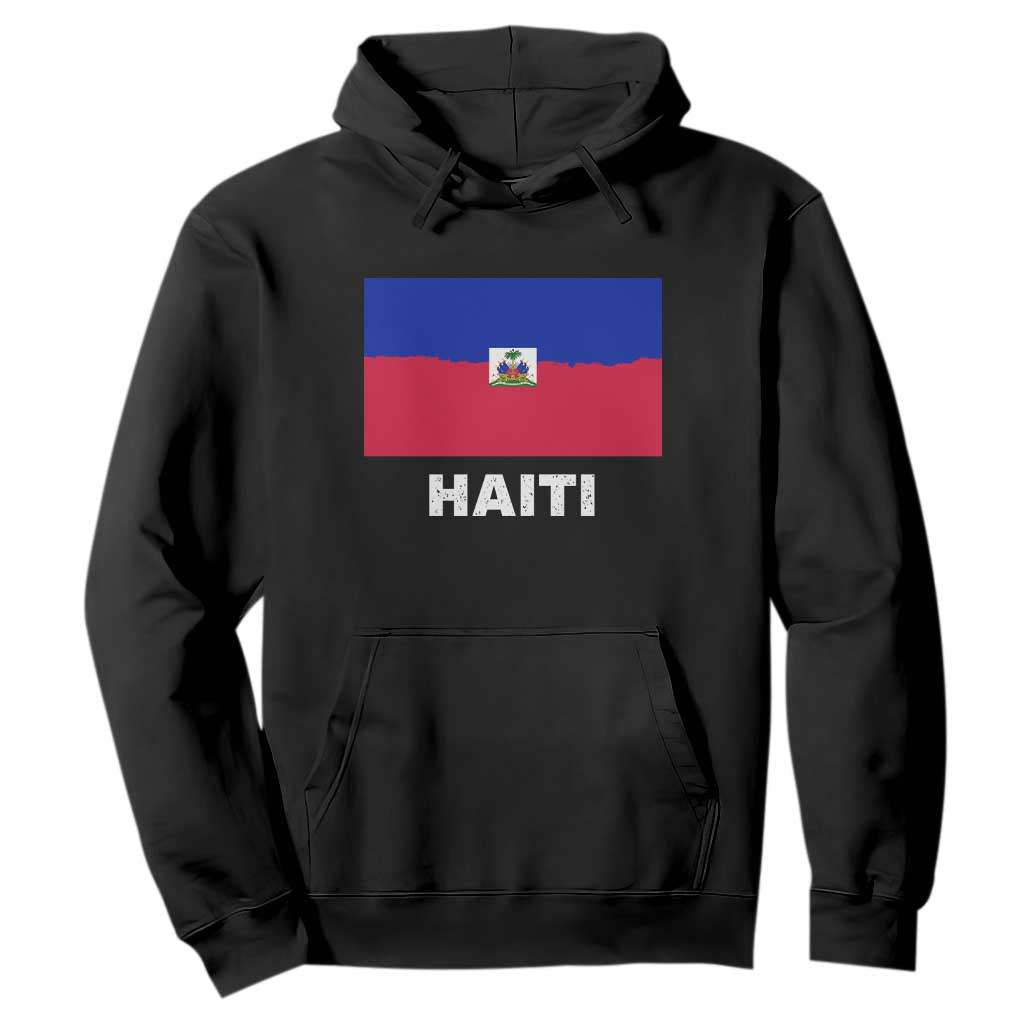 Vintage Distressed Haiti Flag Hoodie Haitian Heritage Pride TS02 Black Print Your Wear