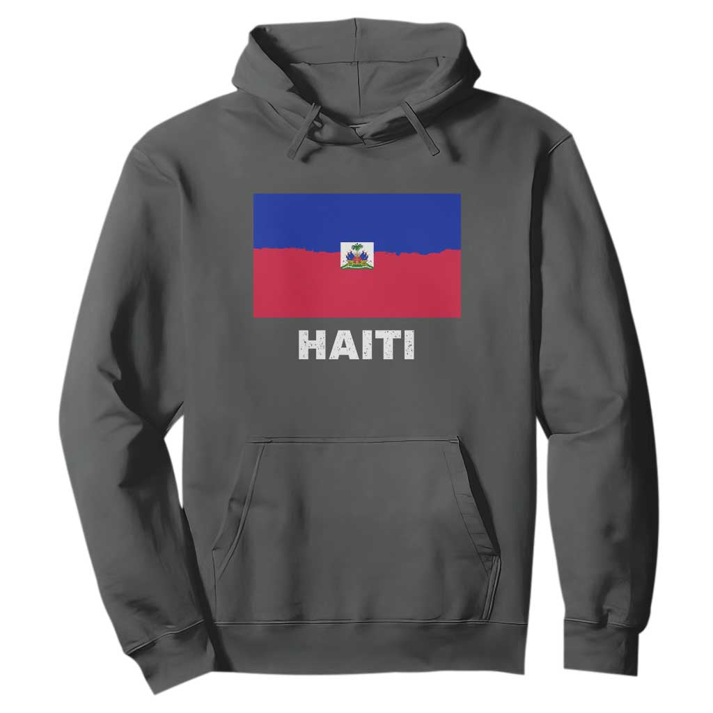 Vintage Distressed Haiti Flag Hoodie Haitian Heritage Pride TS02 Dark Heather Print Your Wear