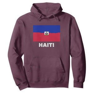 Vintage Distressed Haiti Flag Hoodie Haitian Heritage Pride TS02 Maroon Print Your Wear