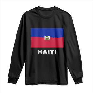 Vintage Distressed Haiti Flag Long Sleeve Shirt Haitian Heritage Pride TS02 Black Print Your Wear