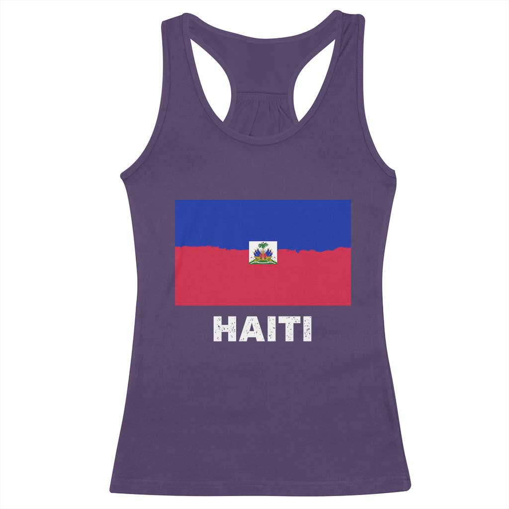 Vintage Distressed Haiti Flag Racerback Tank Top Haitian Heritage Pride TS02 Purple Print Your Wear