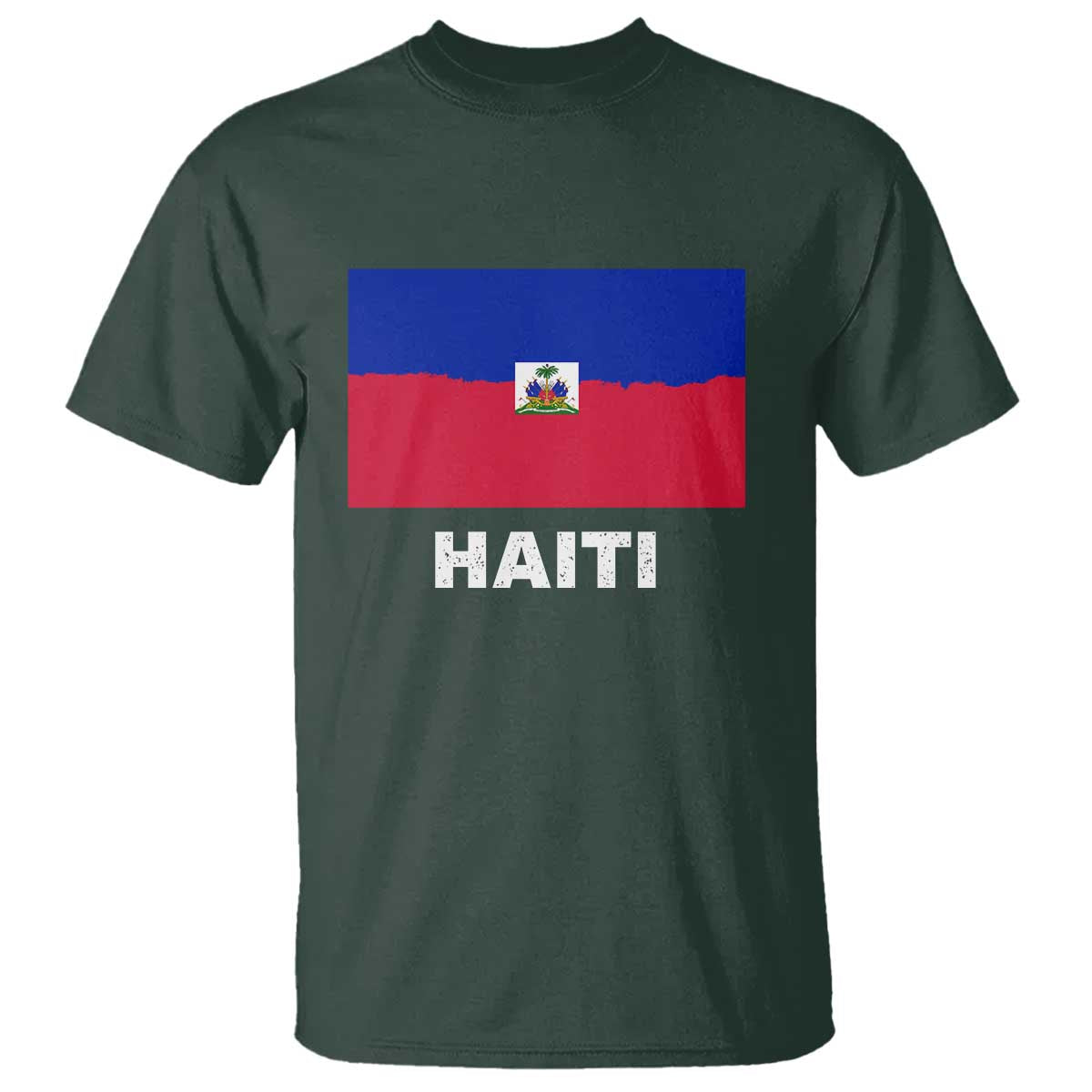 Vintage Distressed Haiti Flag T Shirt Haitian Heritage Pride TS02 Dark Forest Green Print Your Wear