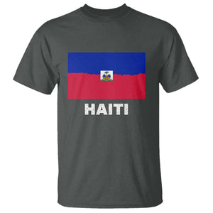 Vintage Distressed Haiti Flag T Shirt Haitian Heritage Pride TS02 Dark Heather Print Your Wear