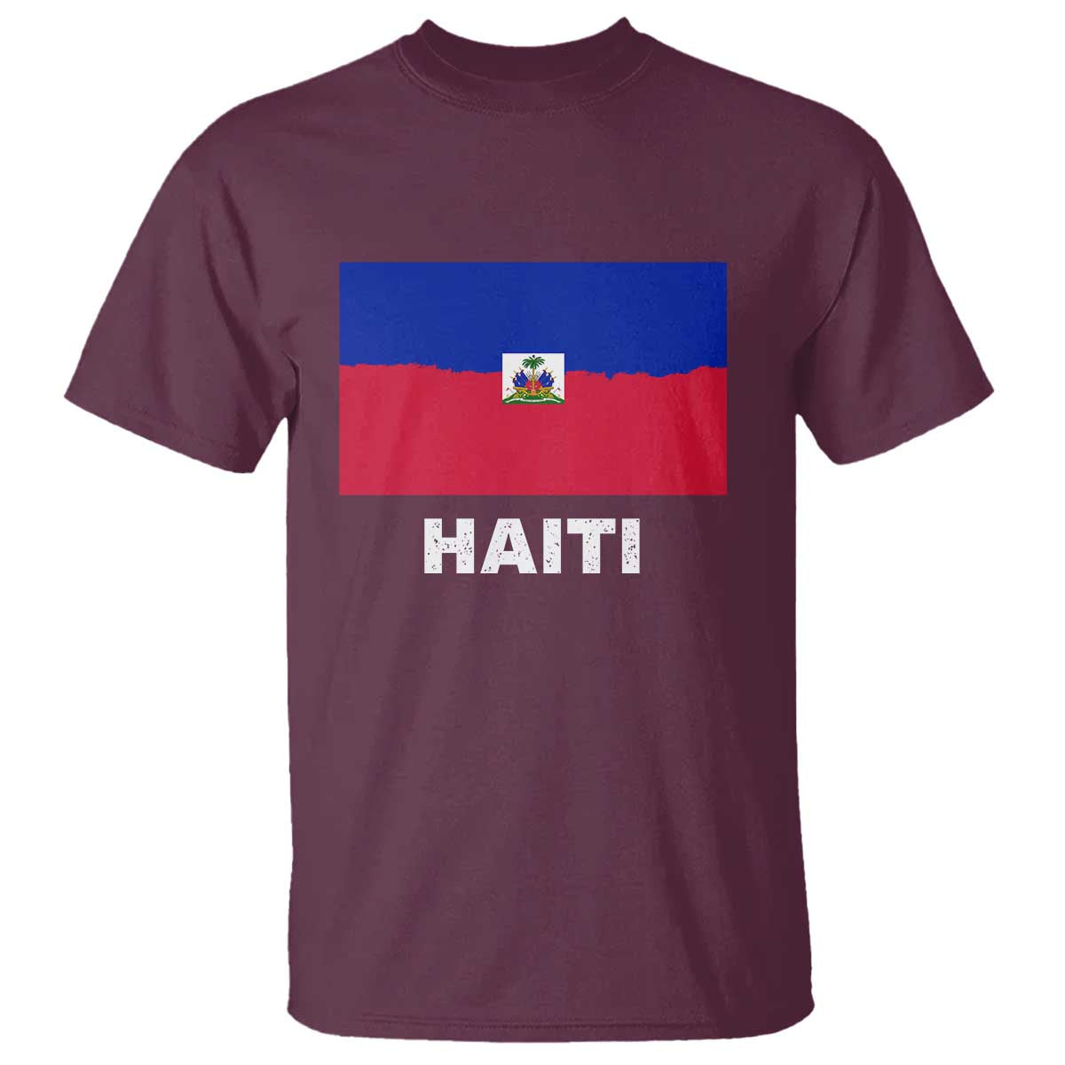 Vintage Distressed Haiti Flag T Shirt Haitian Heritage Pride TS02 Maroon Print Your Wear