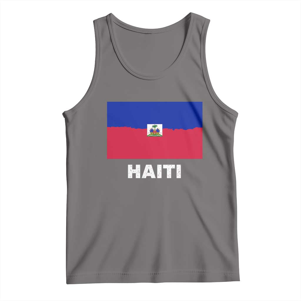 Vintage Distressed Haiti Flag Tank Top Haitian Heritage Pride TS02 Deep Heather Print Your Wear