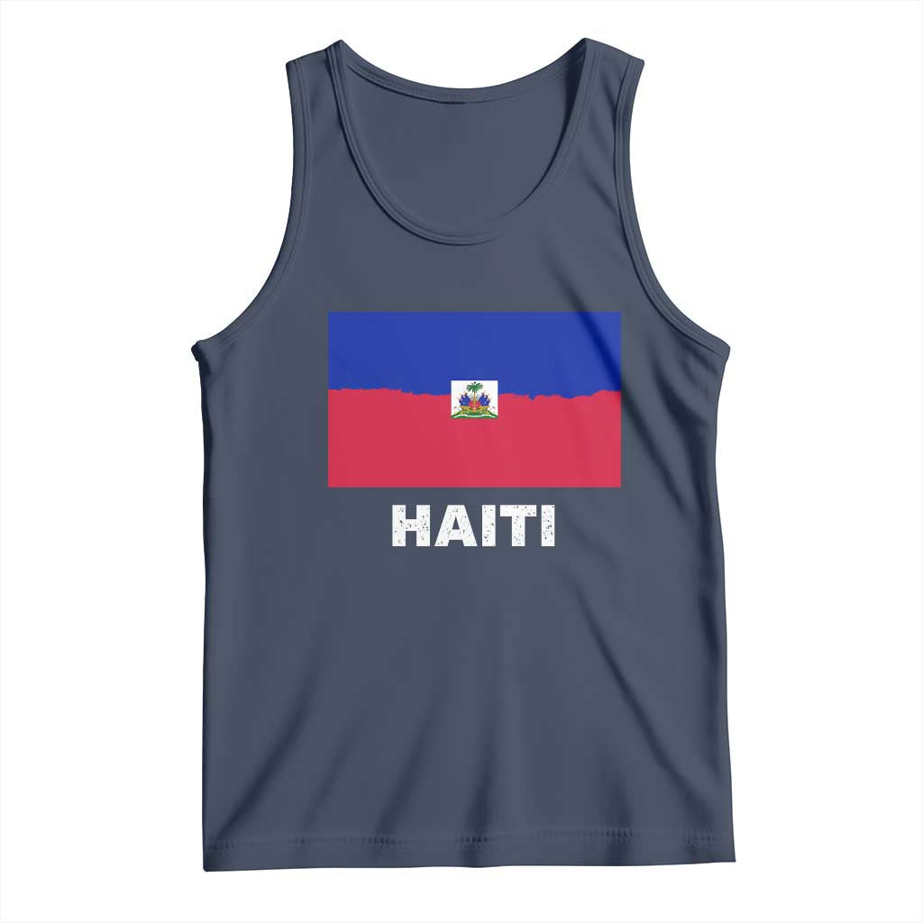Vintage Distressed Haiti Flag Tank Top Haitian Heritage Pride TS02 Navy Print Your Wear
