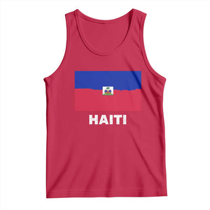 Vintage Distressed Haiti Flag Tank Top Haitian Heritage Pride TS02 Red Print Your Wear