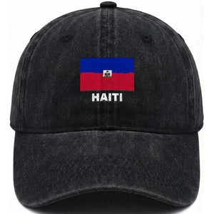 Vintage Distressed Haiti Flag Washed Cotton Baseball Cap Haitian Heritage Pride TS02 Print Your Wear