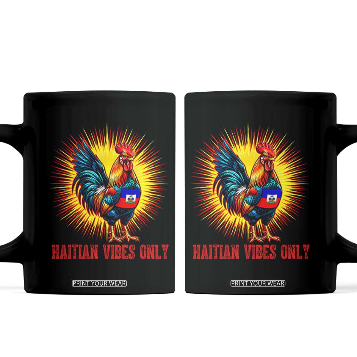 Proud Haitian Rooster Flag Coffee Mug Majestic National Symbol Haiti Heritage Pride TS02 Black Print Your Wear