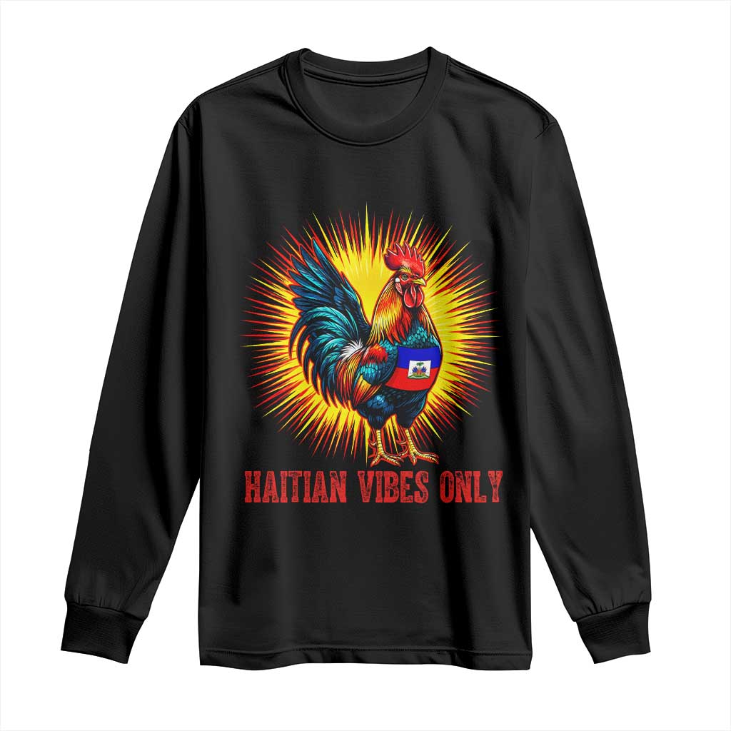 Proud Haitian Rooster Flag Long Sleeve Shirt Majestic National Symbol Haiti Heritage Pride TS02 Black Print Your Wear