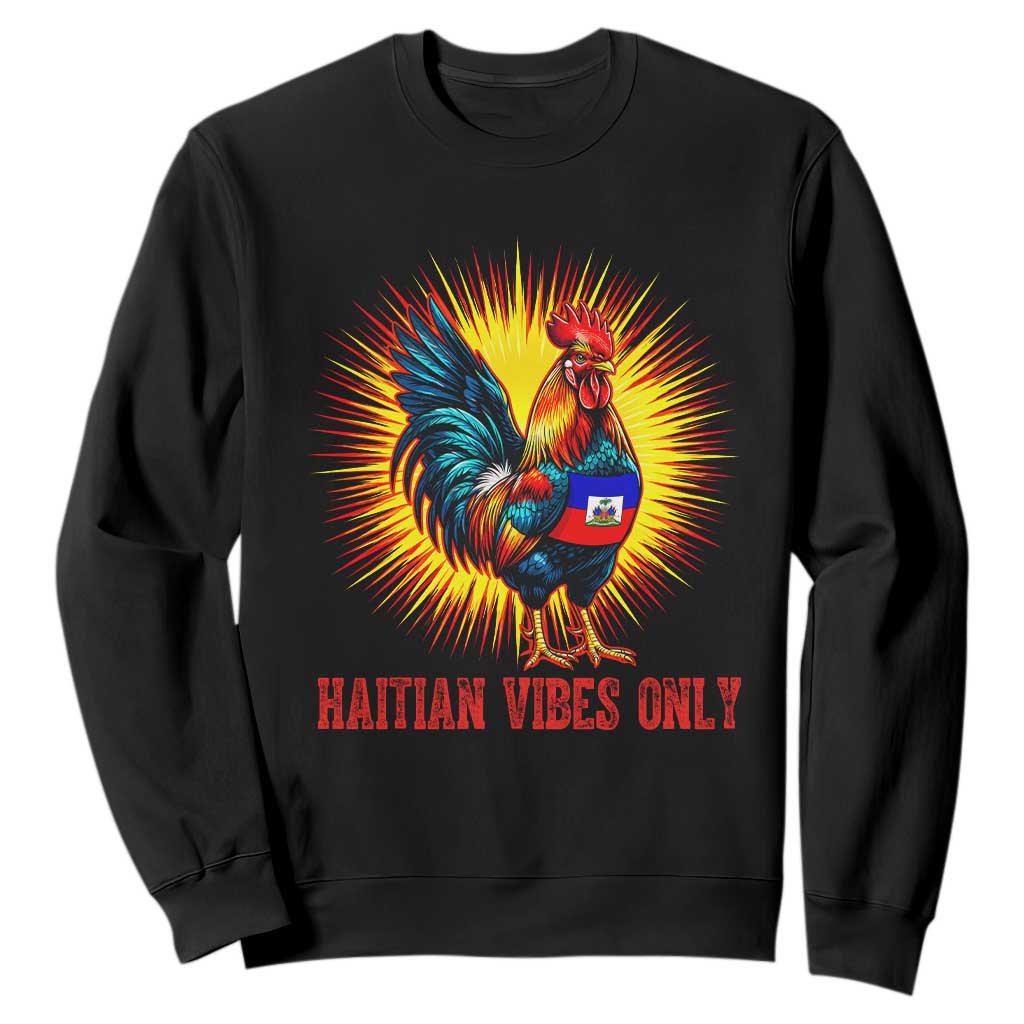 Proud Haitian Rooster Flag Sweatshirt Majestic National Symbol Haiti Heritage Pride TS02 Black Print Your Wear