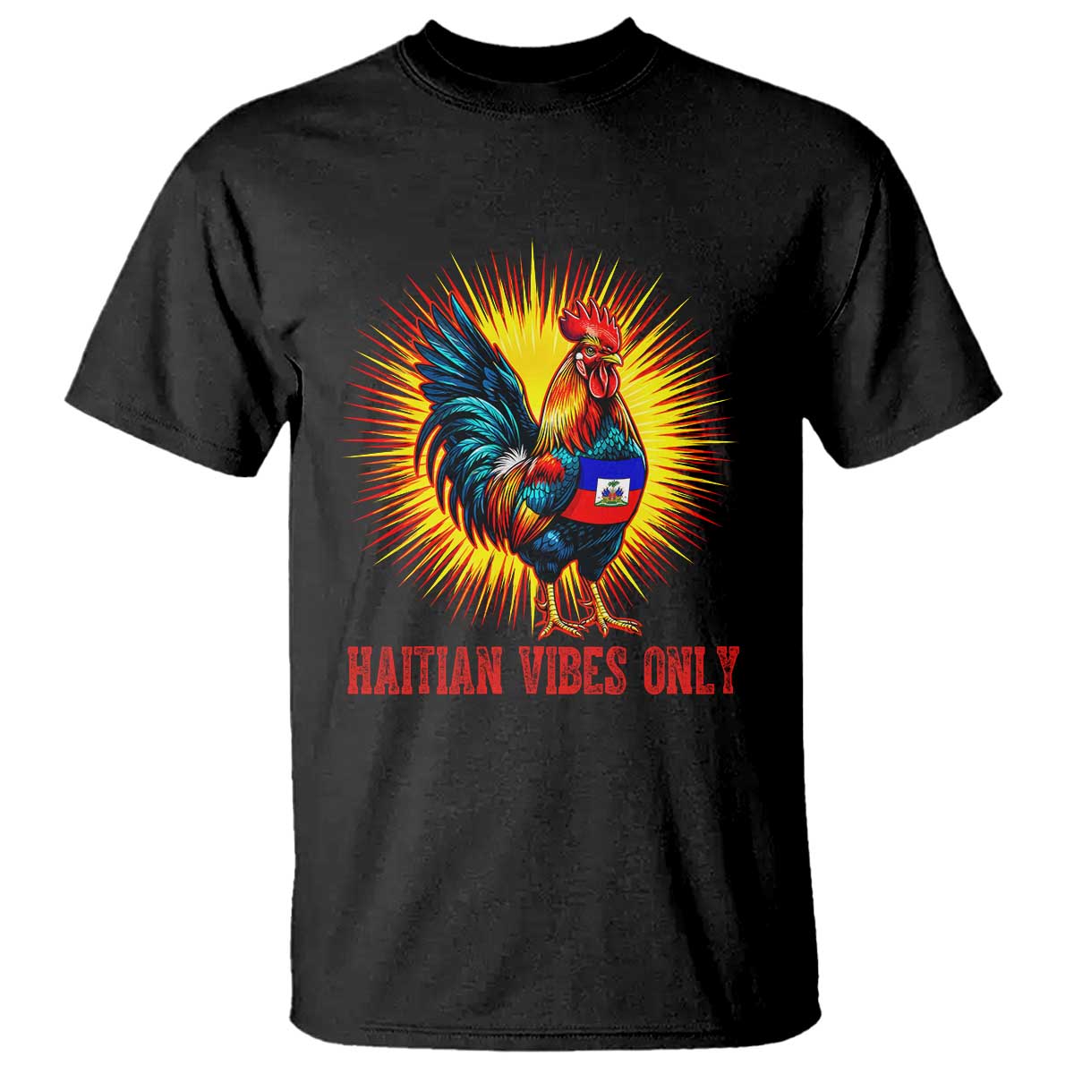 Proud Haitian Rooster Flag T Shirt Majestic National Symbol Haiti Heritage Pride TS02 Black Print Your Wear