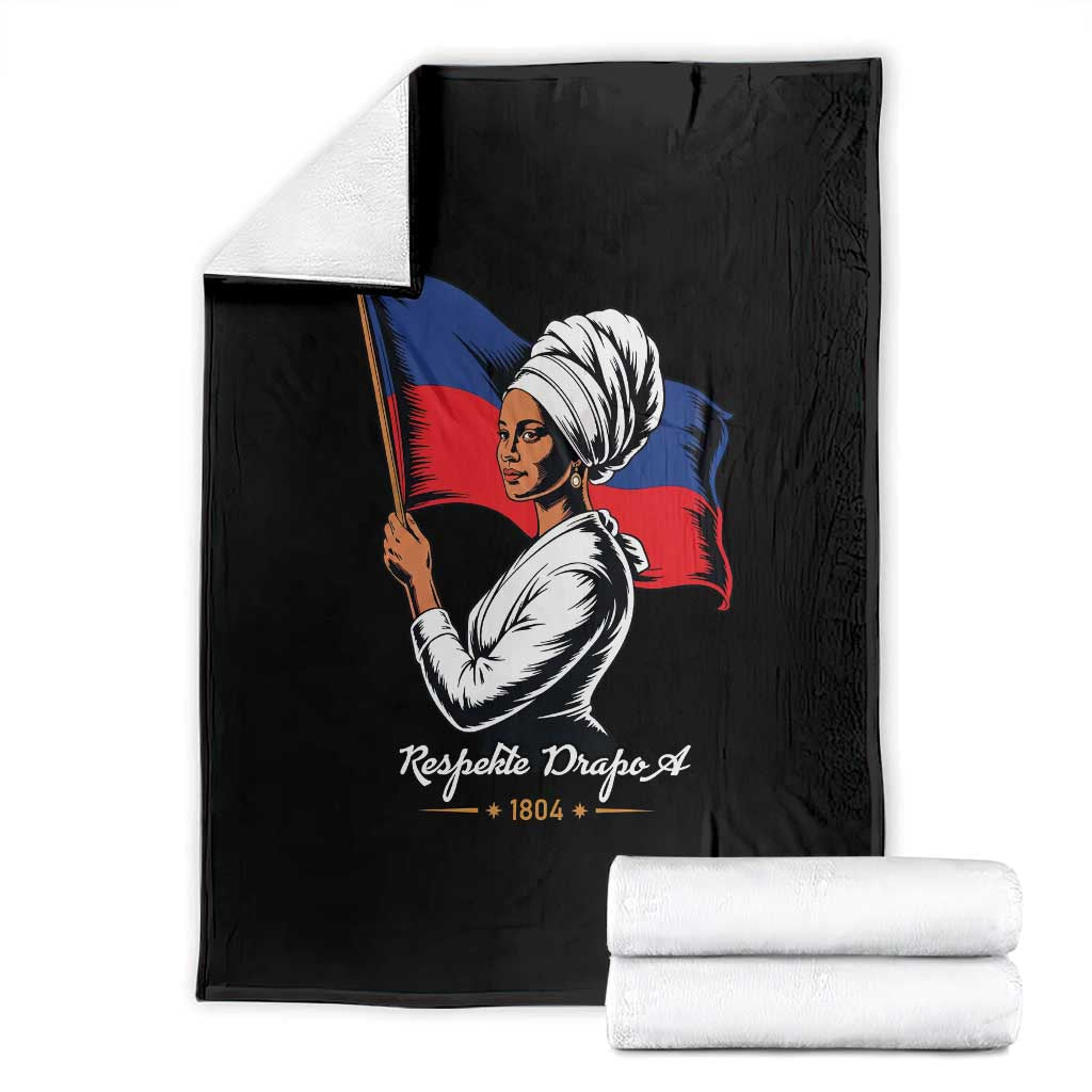Respekte Drapo A 1804 Haitian Independence Day Throw Blanket Proud Haitian Woman Flag Heritage TS02 Black Print Your Wear