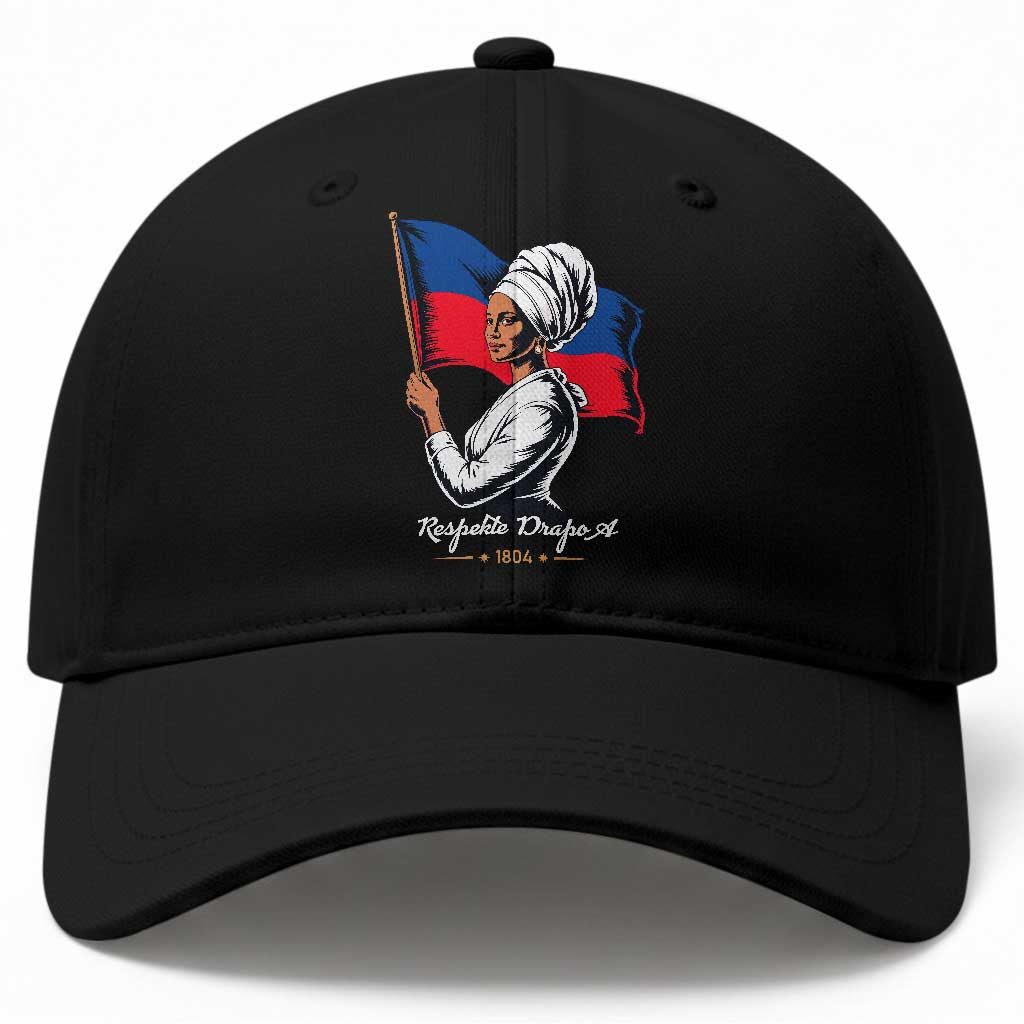 Respekte Drapo A 1804 Haitian Independence Day Baseball Cap Proud Haitian Woman Flag Heritage TS02 Print Your Wear