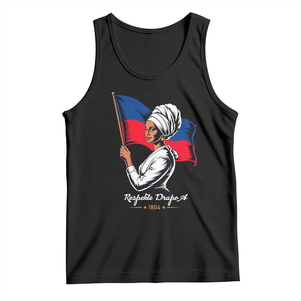 Respekte Drapo A 1804 Haitian Independence Day Tank Top Proud Haitian Woman Flag Heritage TS02 Black Print Your Wear