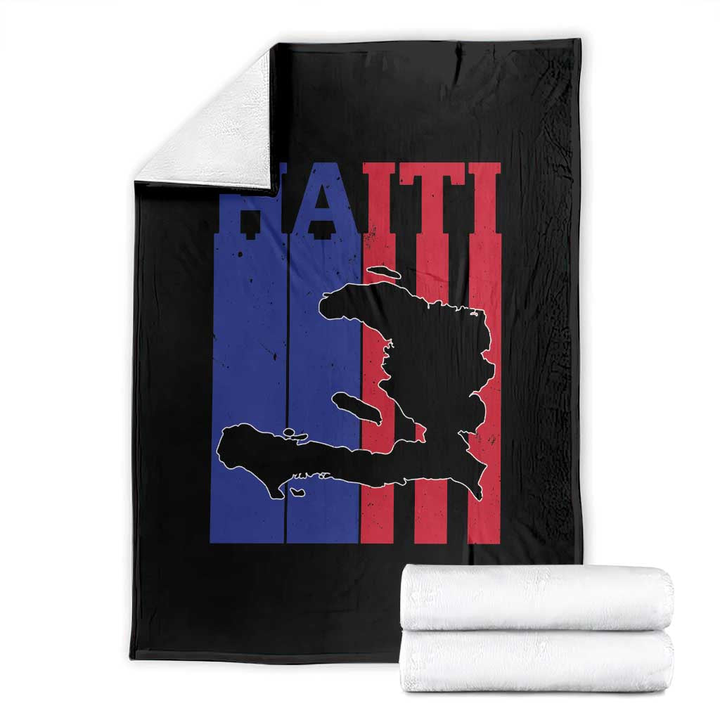 Vintage Retro Map of Haiti Throw Blanket Haitian Heritage Pride Travel Souvenir TS02 Black Print Your Wear