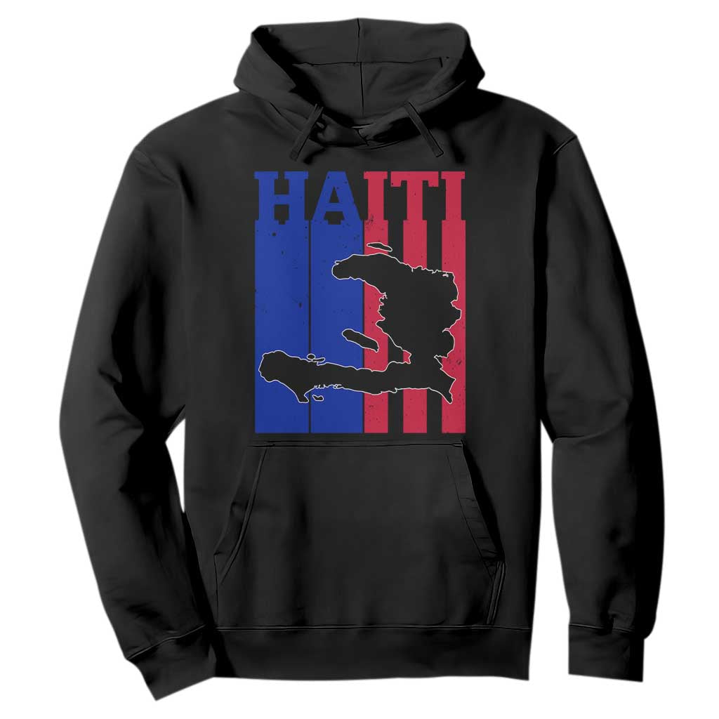 Vintage Retro Map of Haiti Hoodie Haitian Heritage Pride Travel Souvenir TS02 Black Print Your Wear