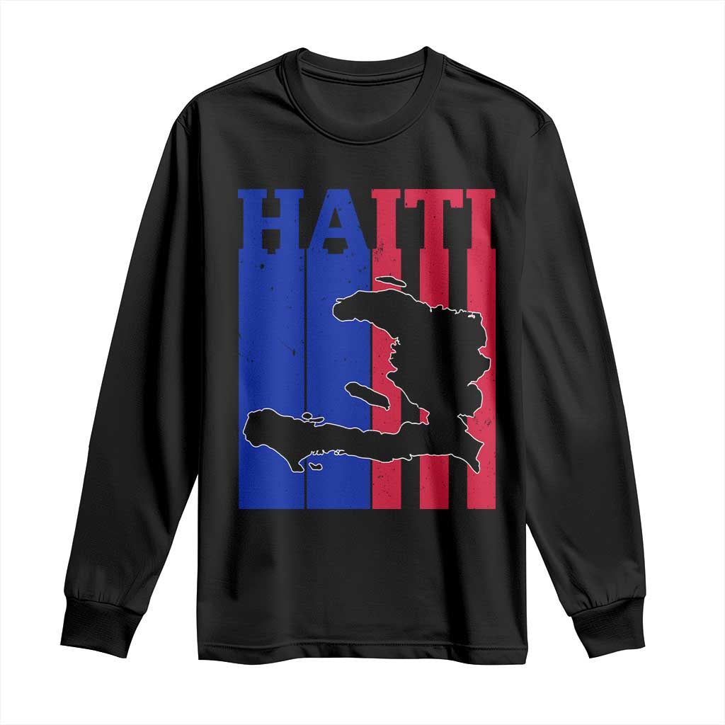 Vintage Retro Map of Haiti Long Sleeve Shirt Haitian Heritage Pride Travel Souvenir TS02 Black Print Your Wear