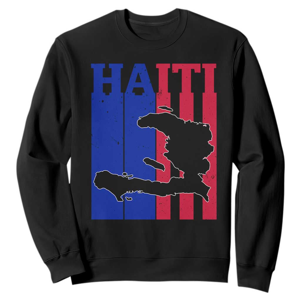 Vintage Retro Map of Haiti Sweatshirt Haitian Heritage Pride Travel Souvenir TS02 Black Print Your Wear