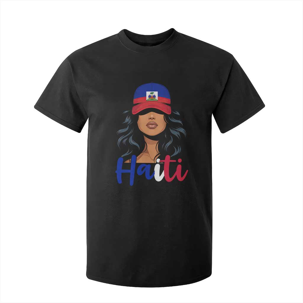 Beautiful Haitian Girl in Flag Baseball Cap T Shirt For Kid Haiti Heritage Pride TS02 Black Print Your Wear