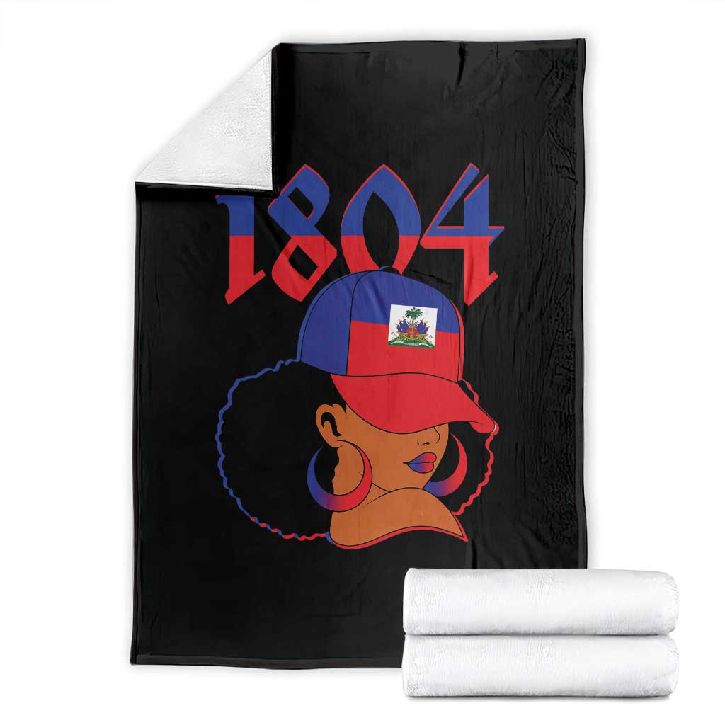 Haiti 1804 Curly Afro Queen Hoop Earrings Style Graphic Throw Blanket Haitian Heritage Pride TS02 Black Print Your Wear
