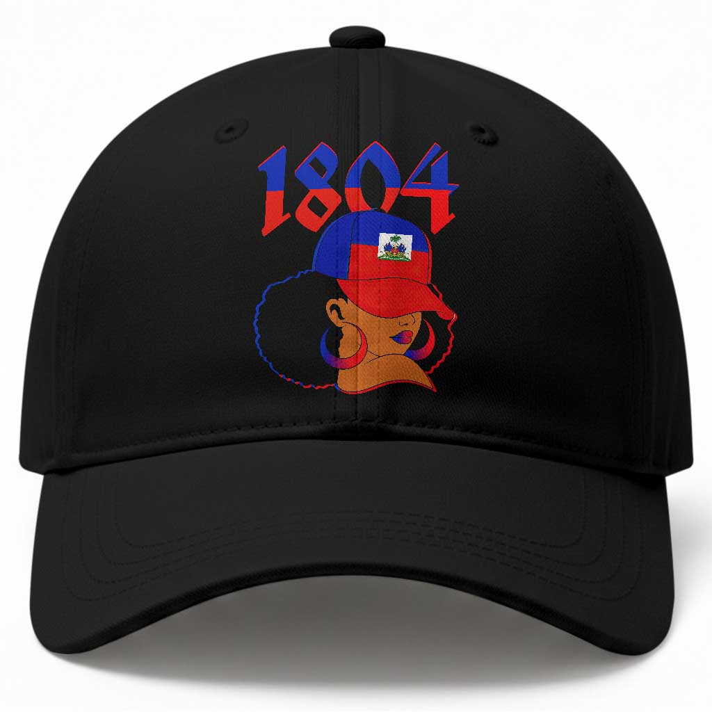 Haiti 1804 Curly Afro Queen Hoop Earrings Style Graphic Baseball Cap Haitian Heritage Pride TS02 Print Your Wear