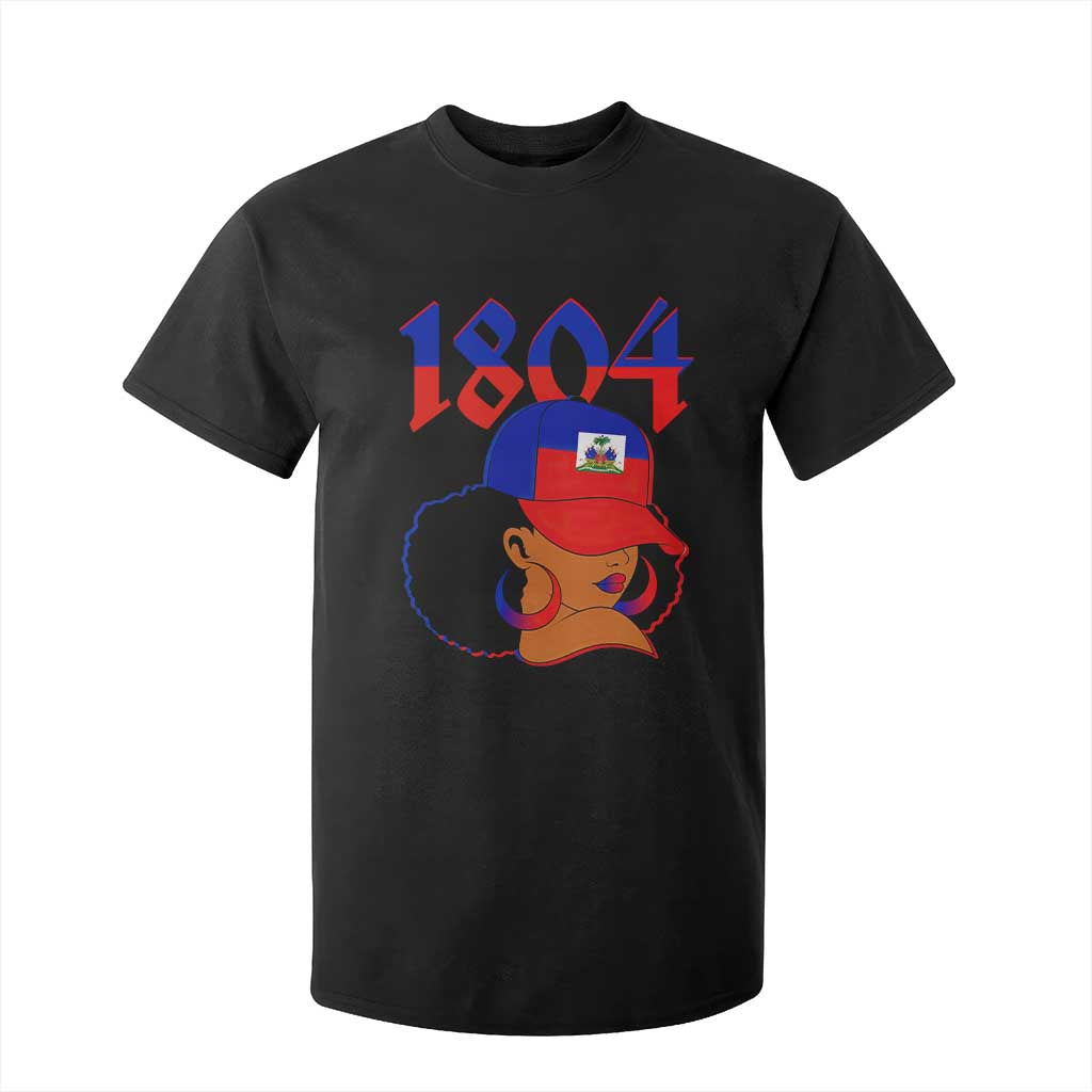 Haiti 1804 Curly Afro Queen Hoop Earrings Style Graphic T Shirt For Kid Haitian Heritage Pride TS02 Black Print Your Wear