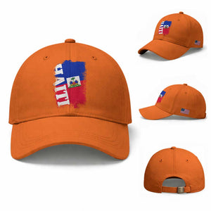 Haiti Flag Distressed Flag Graphic Baseball Cap Haitian Heritage Pride TS02 Baseball Cap Universal Fit Orange Print Your Wear