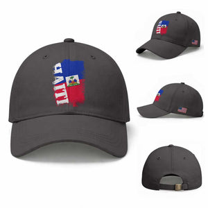 Haiti Flag Distressed Flag Graphic Baseball Cap Haitian Heritage Pride TS02 Baseball Cap Universal Fit Dark Gray Print Your Wear
