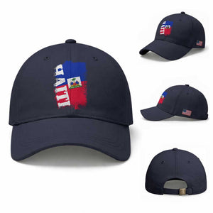 Haiti Flag Distressed Flag Graphic Baseball Cap Haitian Heritage Pride TS02 Baseball Cap Universal Fit Navy Print Your Wear
