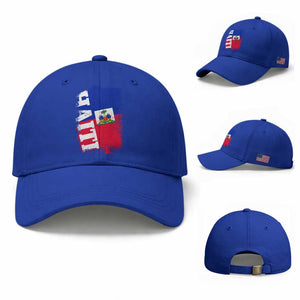 Haiti Flag Distressed Flag Graphic Baseball Cap Haitian Heritage Pride TS02 Baseball Cap Universal Fit Royal Blue Print Your Wear