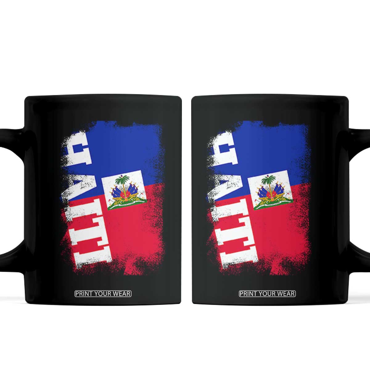 Haiti Flag Distressed Flag Graphic Coffee Mug Haitian Heritage Pride TS02 Black Print Your Wear
