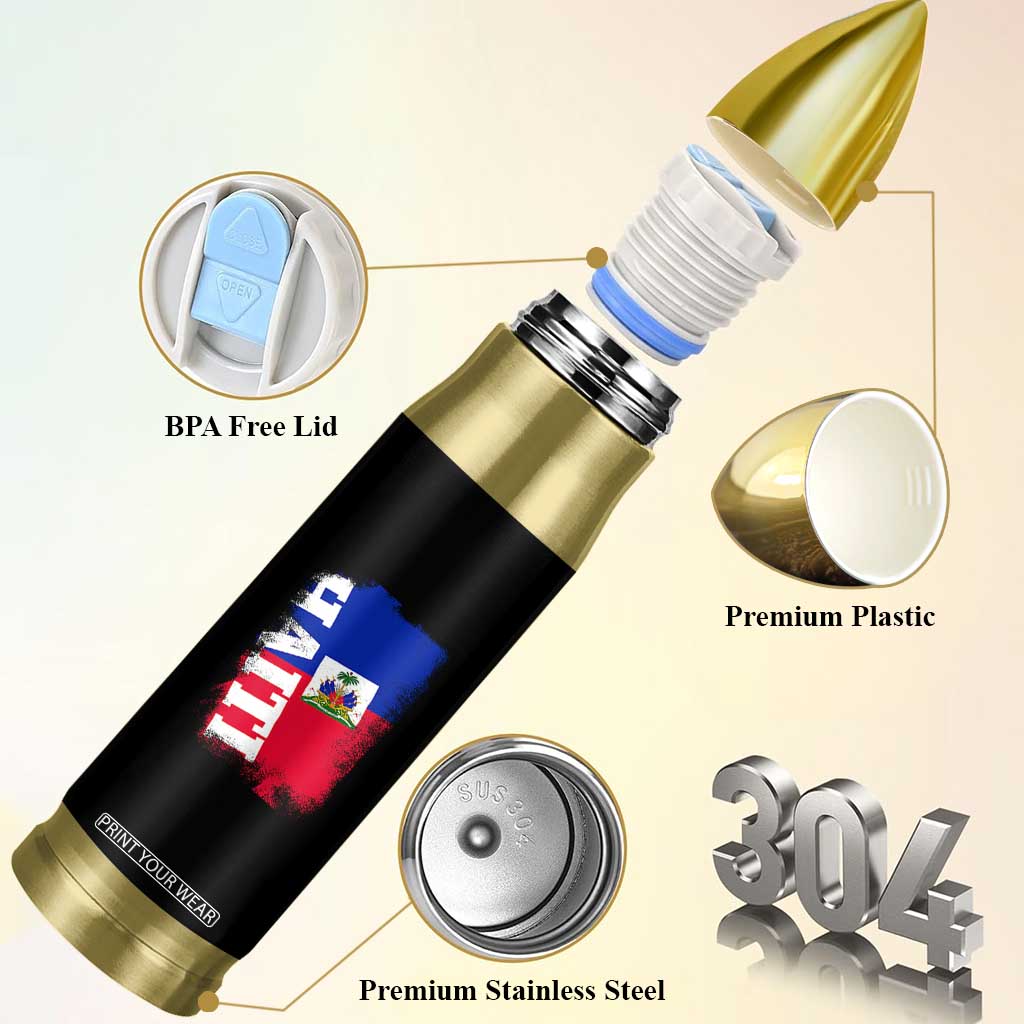 Haiti Flag Distressed Flag Graphic Bullet Tumbler Haitian Heritage Pride TS02 Print Your Wear