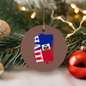 Haiti Flag Distressed Flag Graphic Ceramic Ornament Haitian Heritage Pride TS02 1pc Mocha Print Your Wear