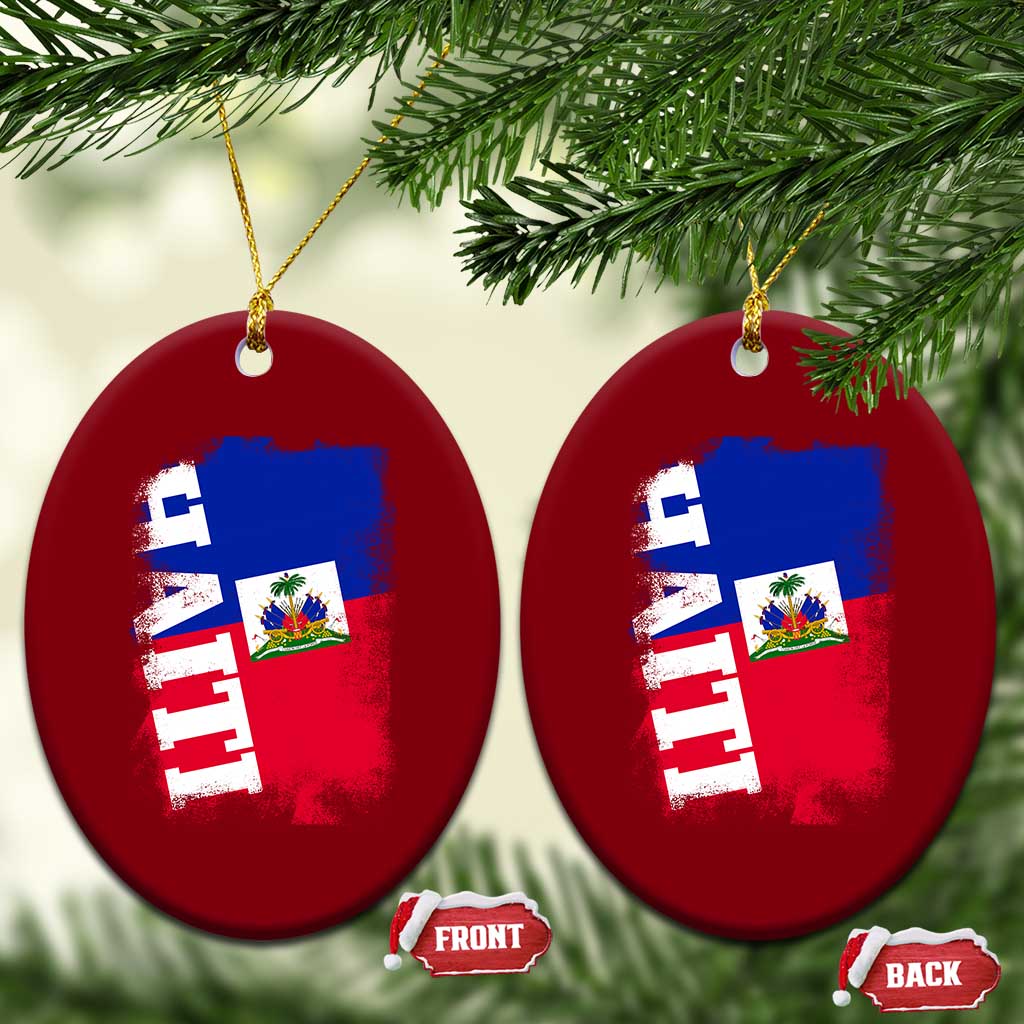 Haiti Flag Distressed Flag Graphic Ceramic Ornament Haitian Heritage Pride TS02 Print Your Wear